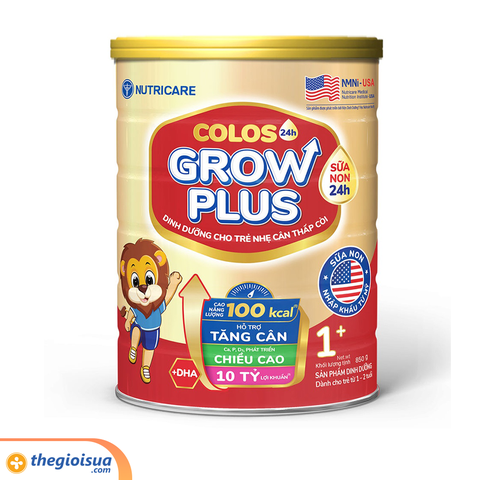 Sữa bột Nutricare colos 24H grow plus 1+ 850g (Từ 1-2 tuổi)
