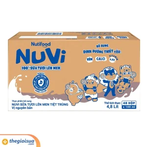 Sữa Tươi Lên Men Tiệt Trùng NUVI Vị Nguyên Bản 4x100ml