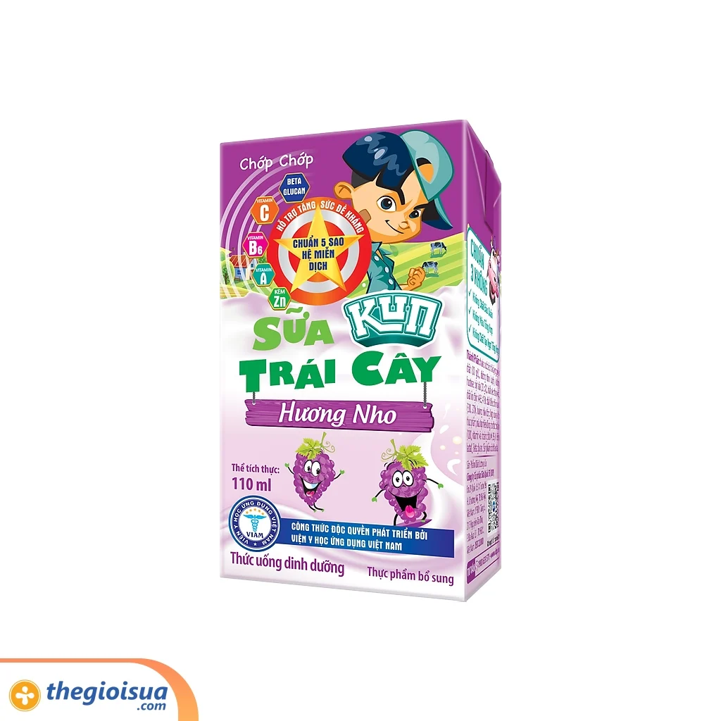 Sữa trái cây Lif Kun hương nho 4 x 110ml