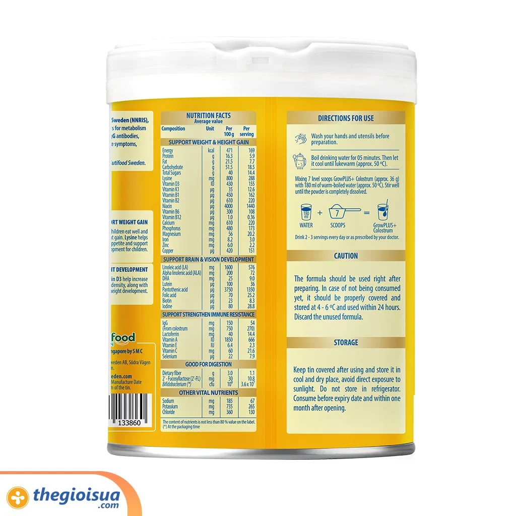 Sữa bột Grow Plus+ colostrum Lactoferrin 2+ 800g (từ 2 tuổi trở lên)