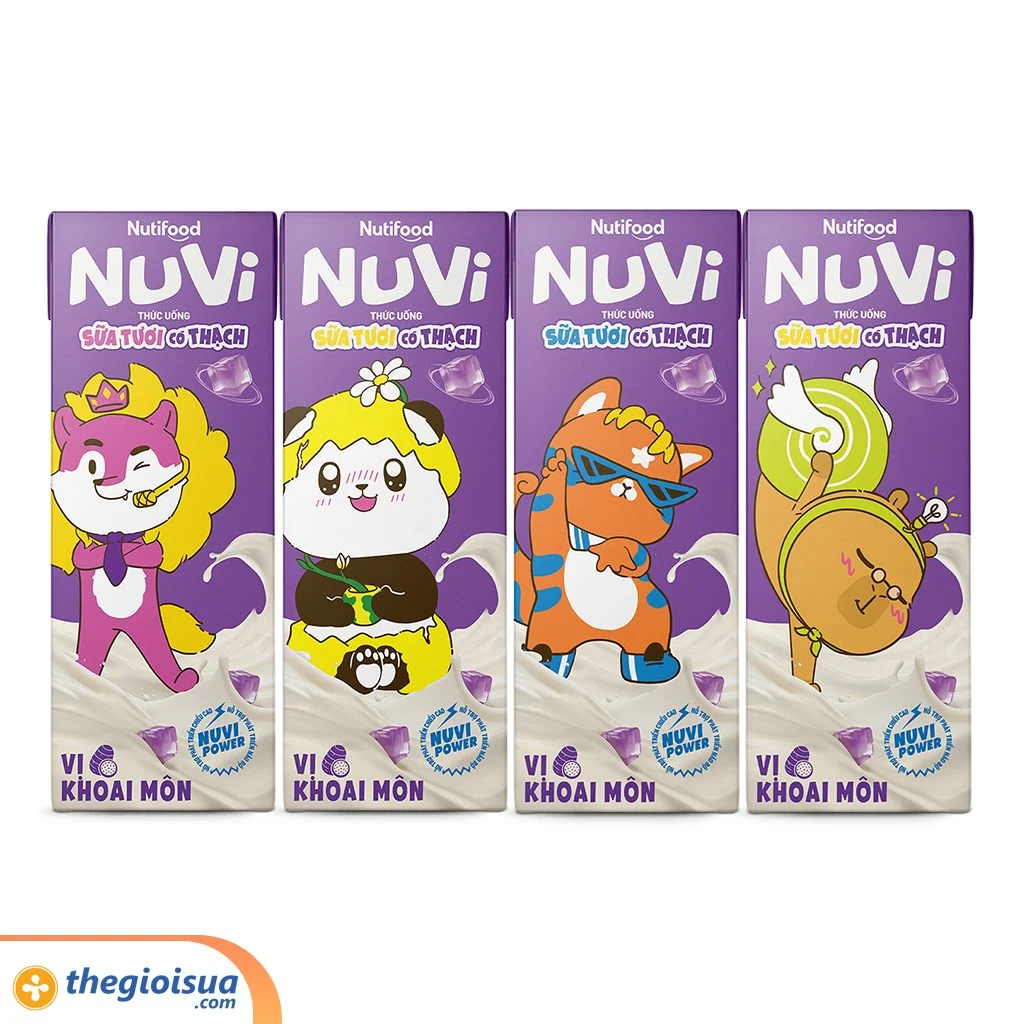 Sữa tươi NUVI có thạch vị khoai môn hộp 170ml