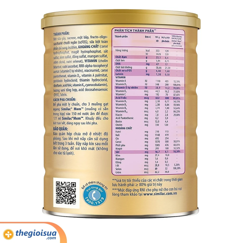 Sữa bột Similac Mom hương vani 900g