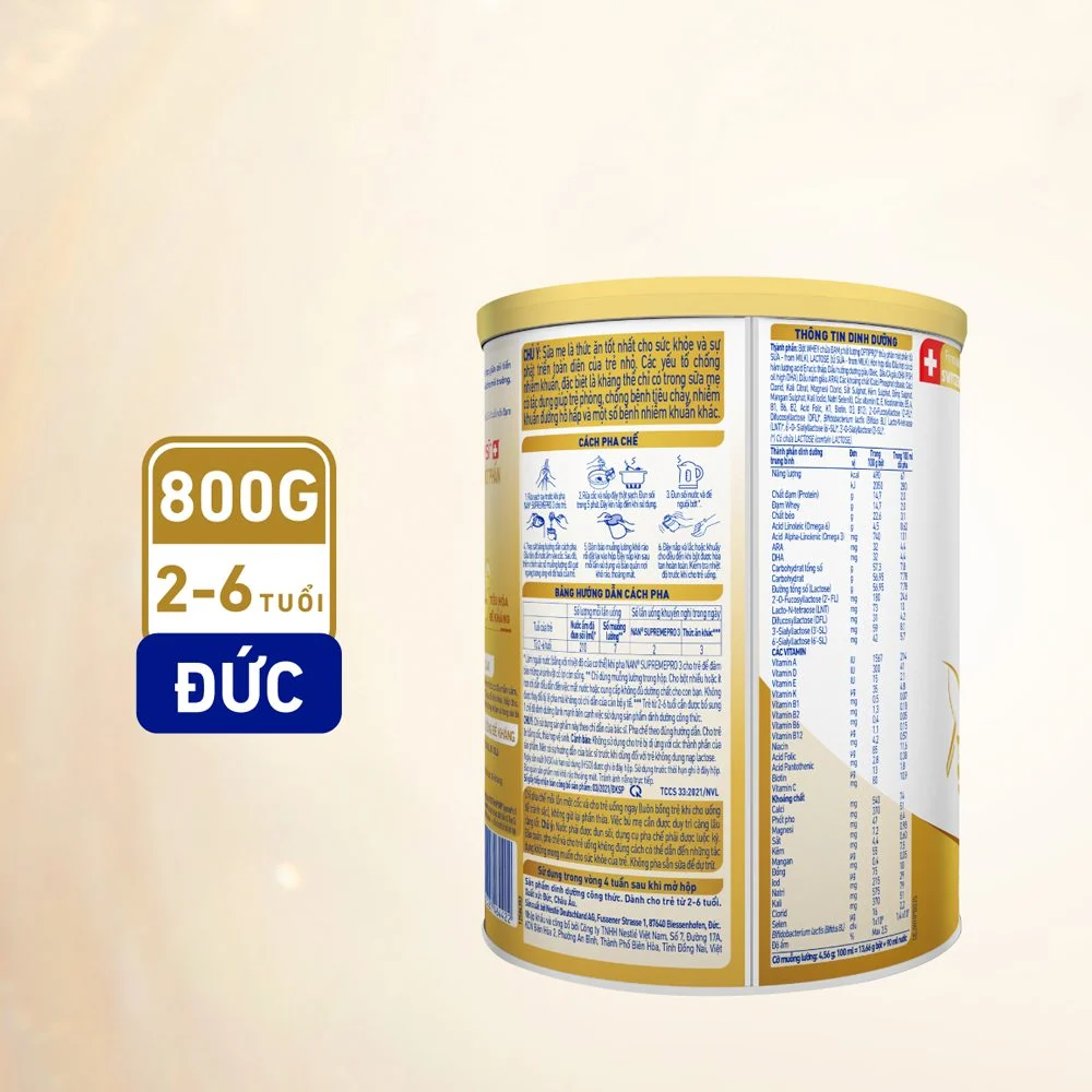 Sữa bột Nestle Nan Supreme Pro 3 800g sản xuất tại Đức 2-6 tuổi