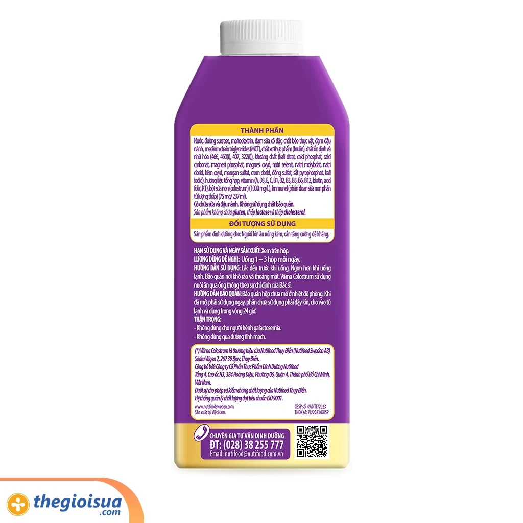 Sữa Bột Pha Sẵn Varna Colostrum 237ml (thùng 12 hộp)