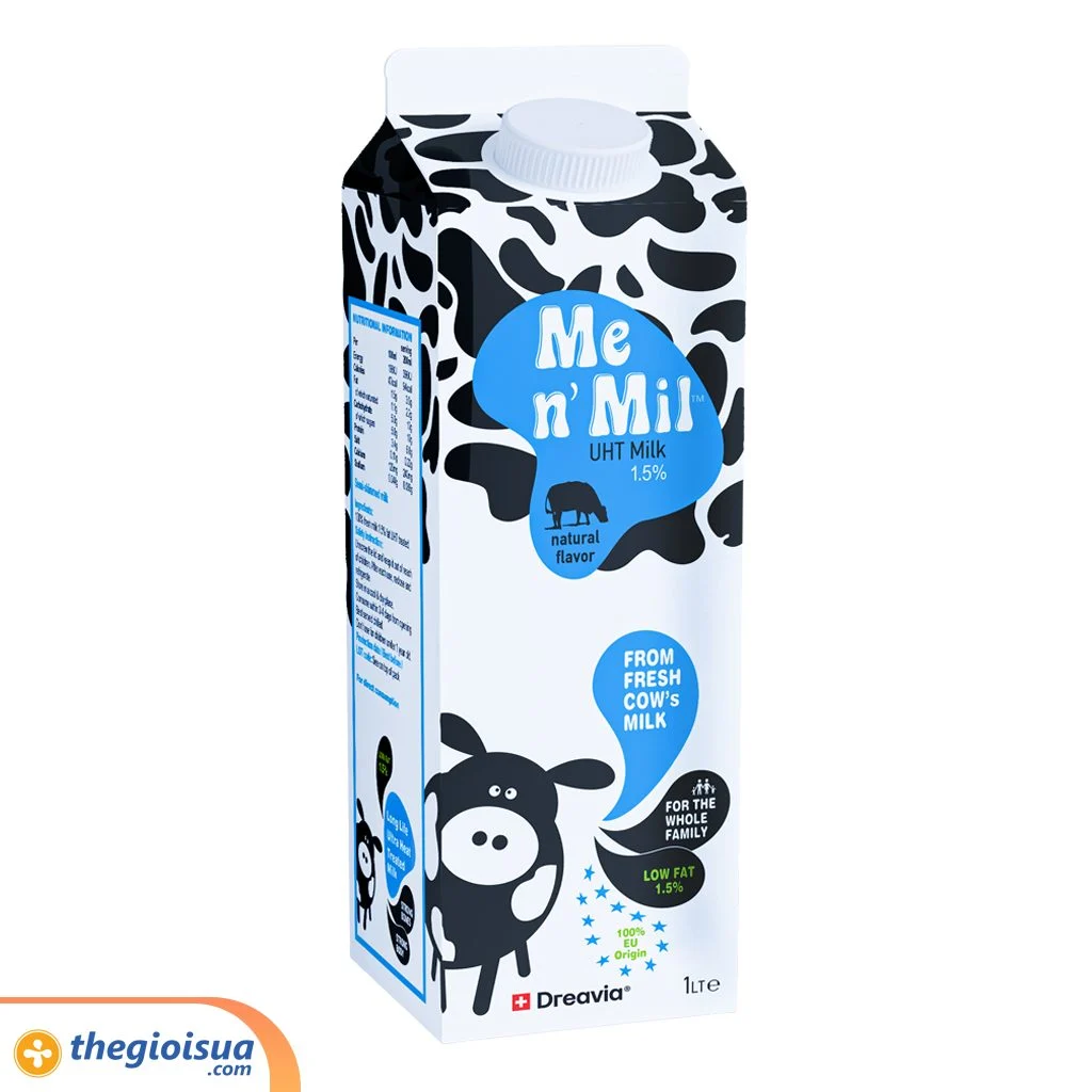 Sữa tươi tiệt trùng Me n' Mil UHT Natural Milk 1,5% 1Lít