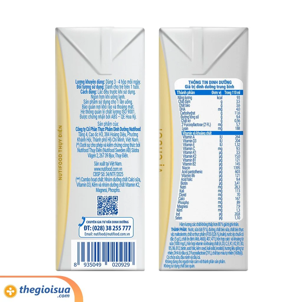 Sữa uống dinh dưỡng NUVI Grow height vị Chuối 110ml