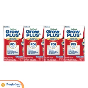 Sữa uống Nuti GrowPLUS+ đỏ Ít đường 110ml x 4
