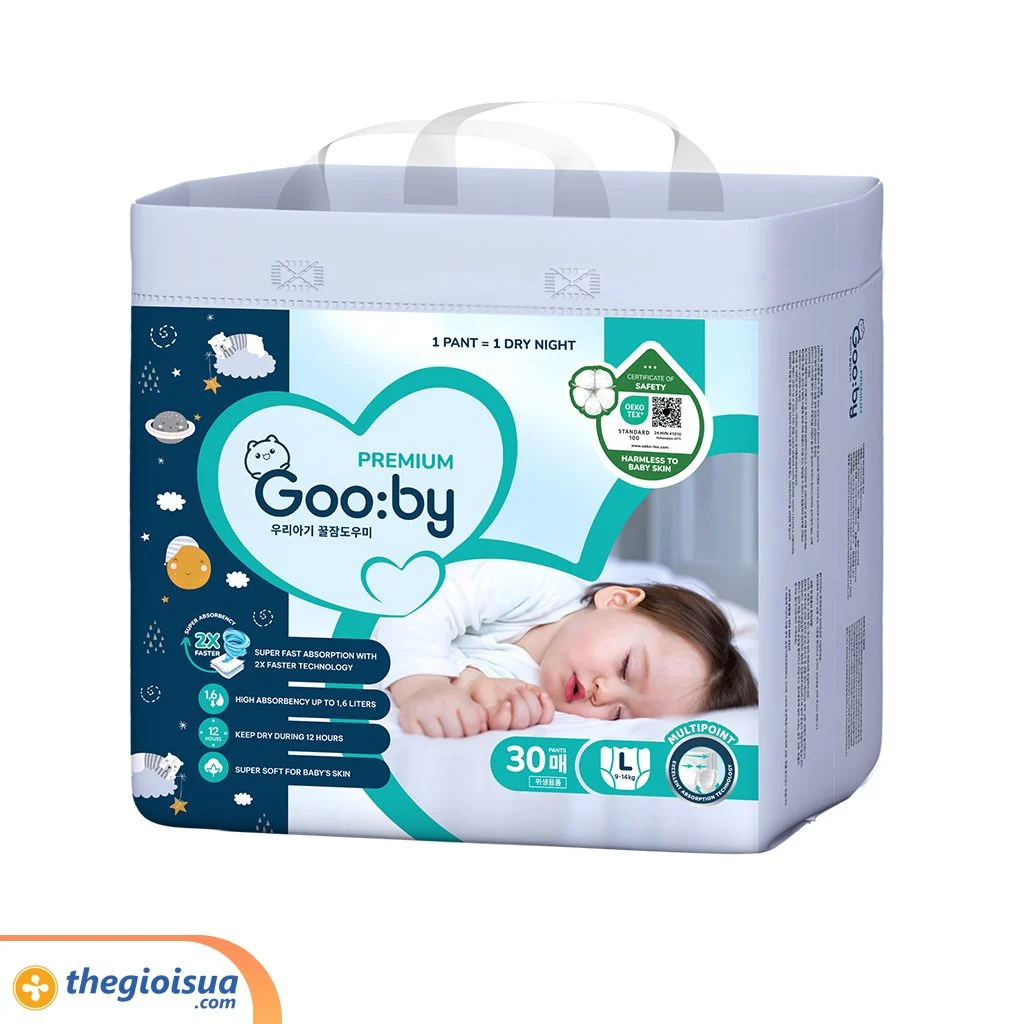 Bỉm quần Goo:by Premium size L 30 miếng (cho bé 9 – 14kg)