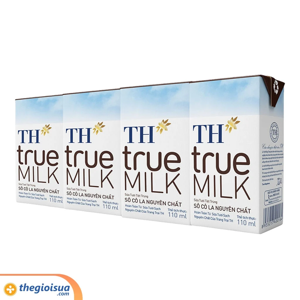 Sữa tươi tiệt trùng TH true Milk Sô cô la nguyên chất 4x110ml