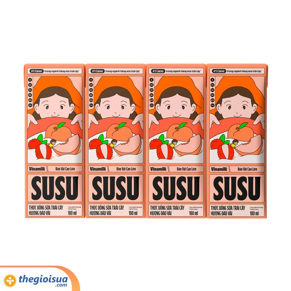 Sữa trái cây Hương Đào Vải Vinamilk Susu 110ml