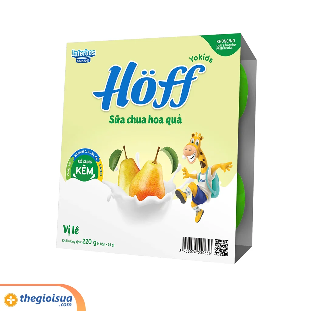 Sữa chua hoa quả Hoff Vị Lê 4 hộp x 55g (trên 6 tháng)